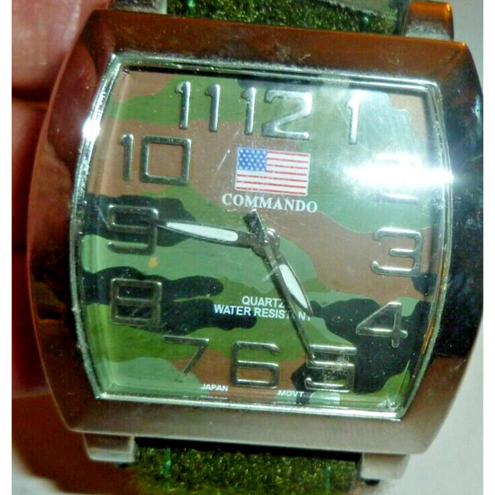 Army Watch Camo Band Commando‎ Quartz Water Resistant Compass Men Good
